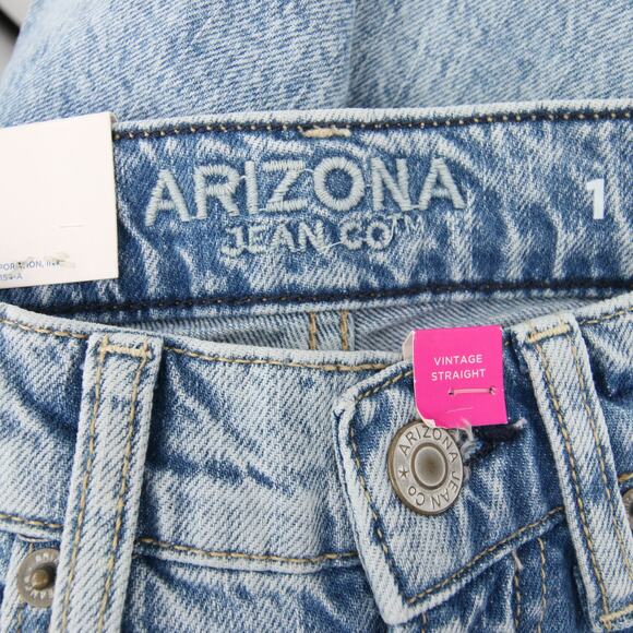 Arizona Jeans Denim Light Wash High Rise Slim Fit Distressed Frayed Hem 1 NWT - Picture 7 of 11